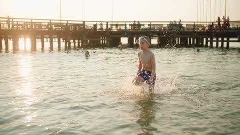 Slow-motion:-boy-run-on-the-lake