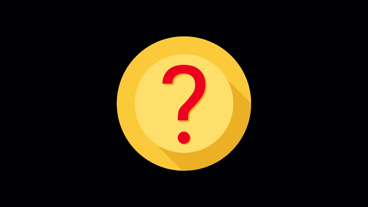 Animated Red Question Mark in Yellow Circle on Black Background