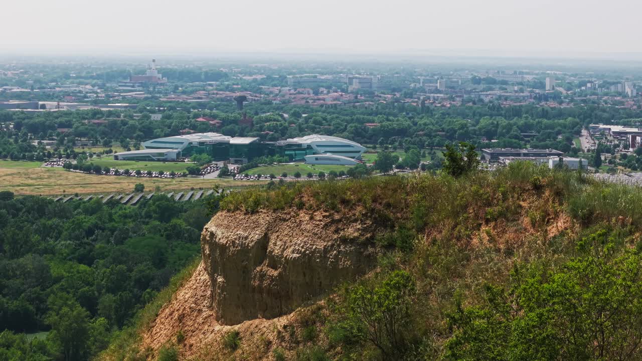 Drone flying over Pech David Hill in Toulouse France, View on cable car