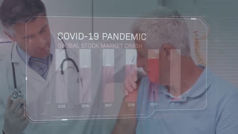 Animation-of-stock-market-graph-during-covid-pandemic-with-doctor-giving-vaccination-to-man