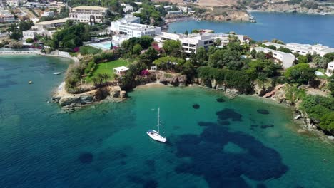 agia pelagia seaside resort and bay in the greek island of crete, aerial view