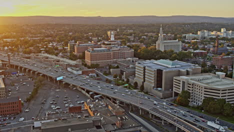 hartford connecticut aerial v18 pan shot capturing traffics on u