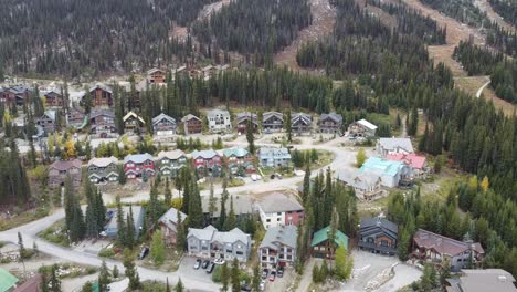 big white mountain with cottages and cabins below