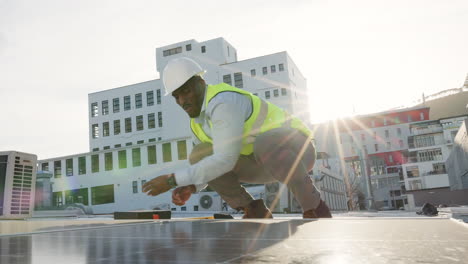 Solar-power-engineer-fixing