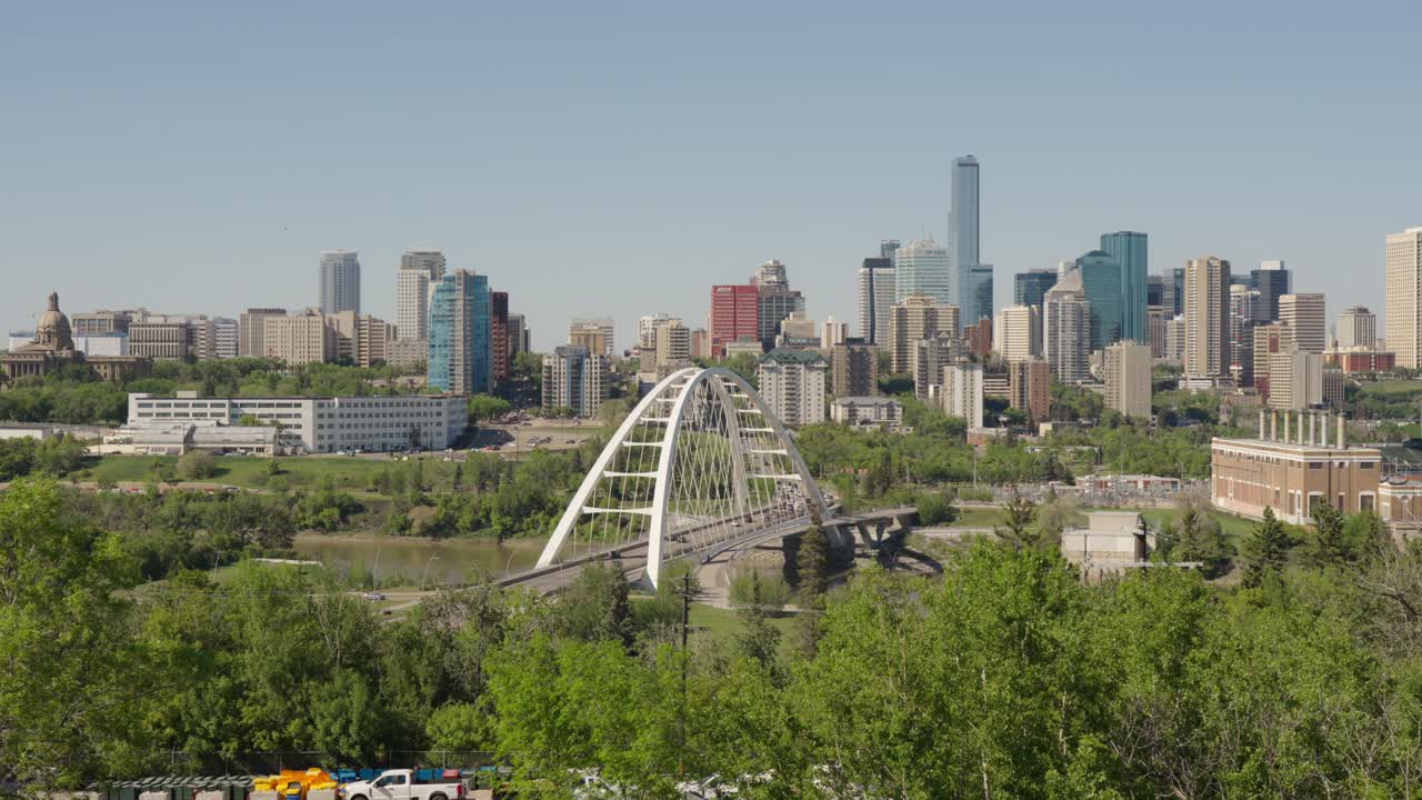 Walterdale Bridge With Green trees