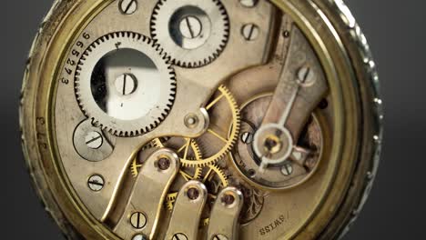 primer plano del mecanismo de un reloj de bolsillo de época