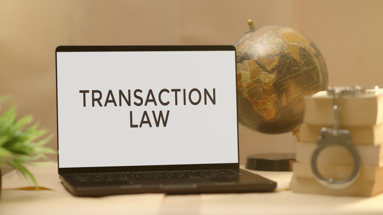 TRANSACTION LAW DISPLAYED IN LEGAL LAPTOP SCREEN