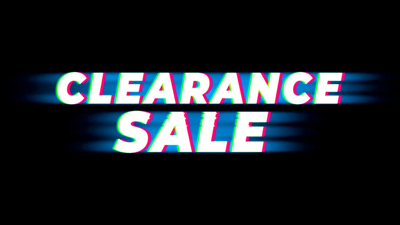 클리어런스 판매 텍스트 빈티지 글리치 효과 프로모션