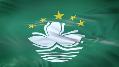 macau flag waving in the wind with highly detailed fabric texture. seamless loop