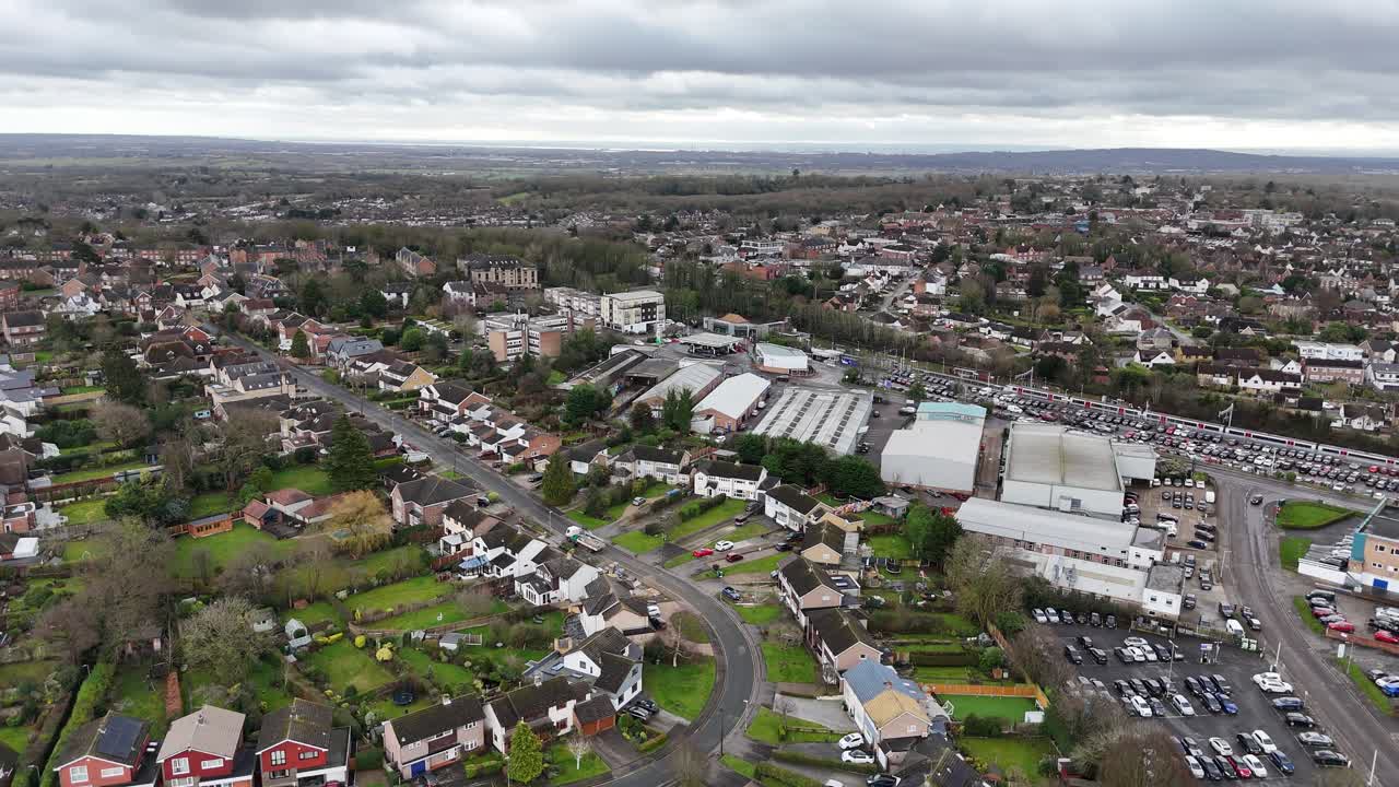 Billericay Essex ,UK houses and streets establishing aerial shot