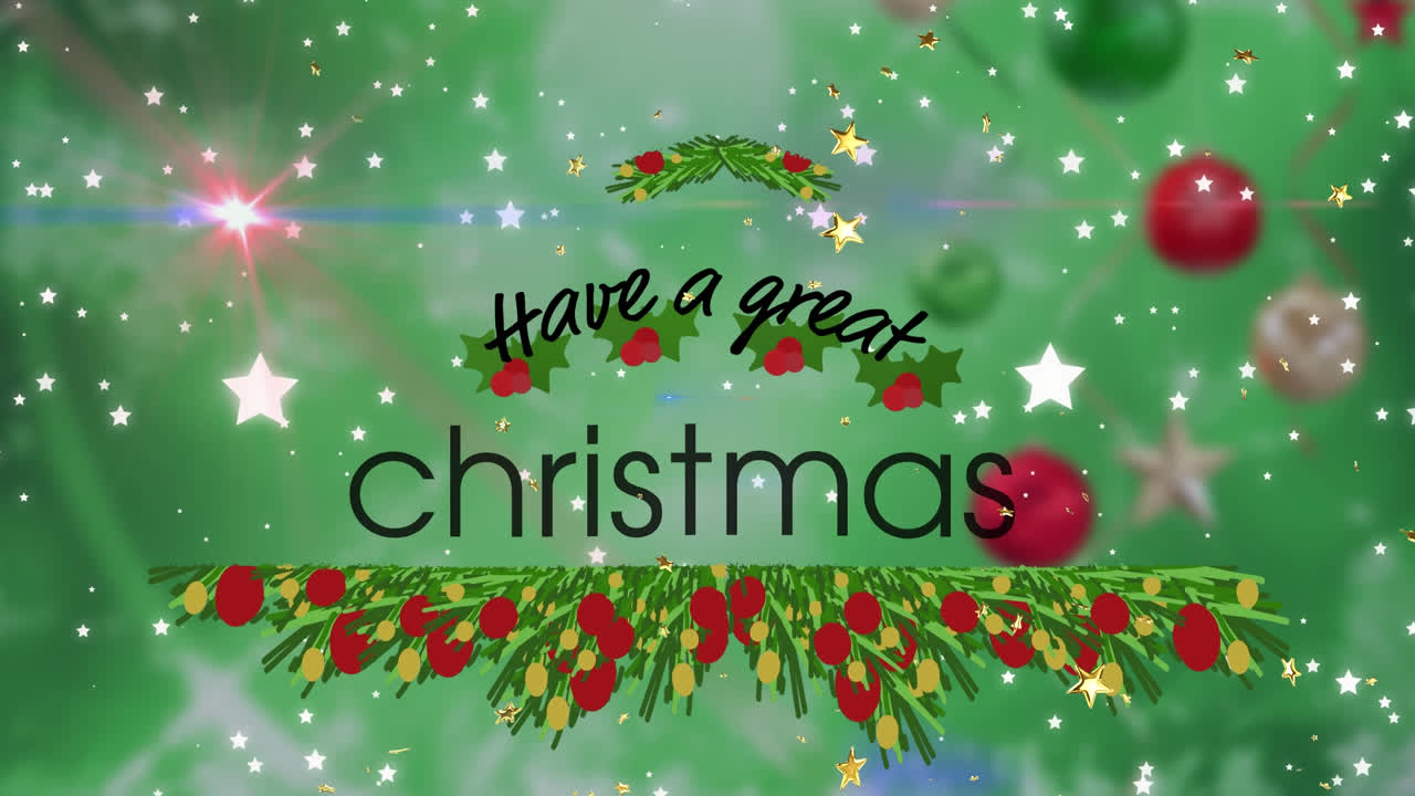 눈이 내리는 동안 훌륭한 크리스마스 텍스트를 가진 애니메이션