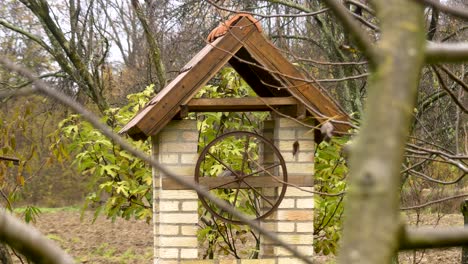 Water-Well-In-The-Farm,-Europe,-Front-View