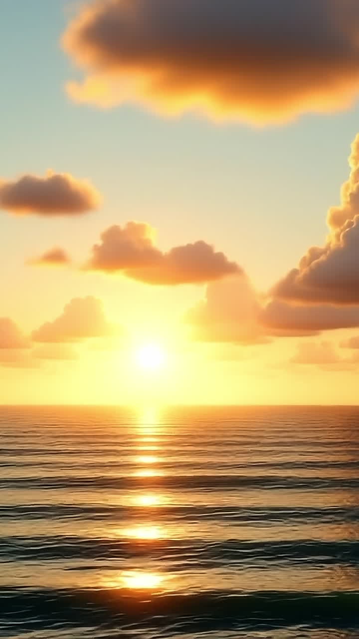 Ocean sunrise through a door. Golden sunlight rises over the calm ocean, framed by an open rustic door that invites serenity and peace.