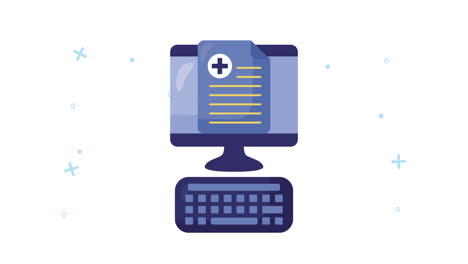 computadora con pantalla de documentos médicos
