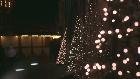 beautiful christmas light blowing and sparkling in the night and illuminating all streets of metz in france