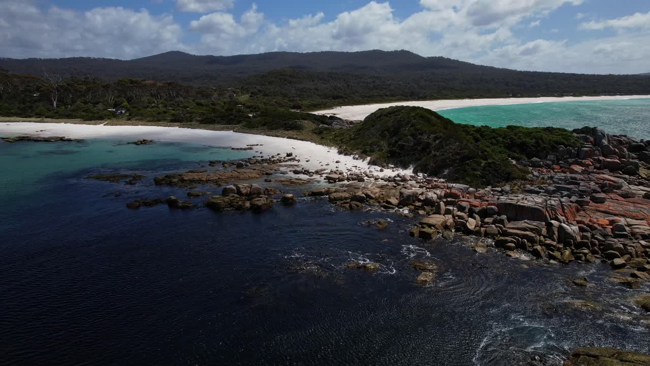 Landscape Of Jeanneret Beach In Tasmania, Australia During Summer - Aerial Shot