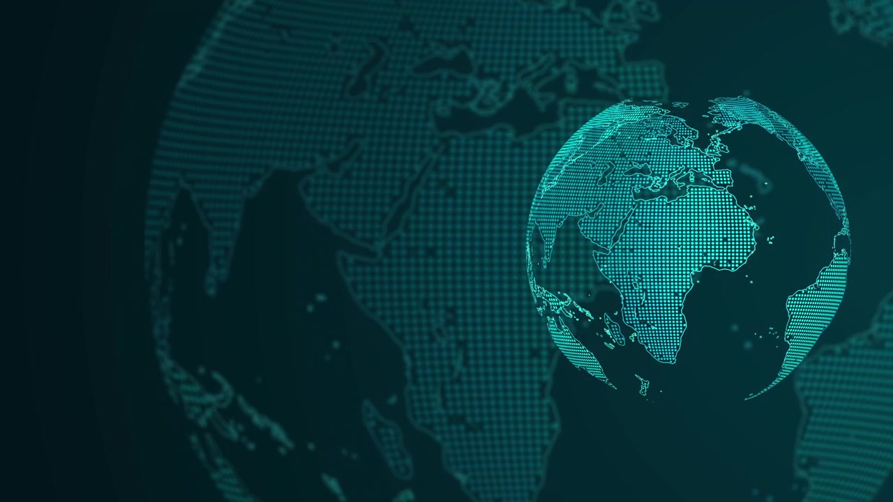 Digital Dotted Globe Rotating on Dark Background