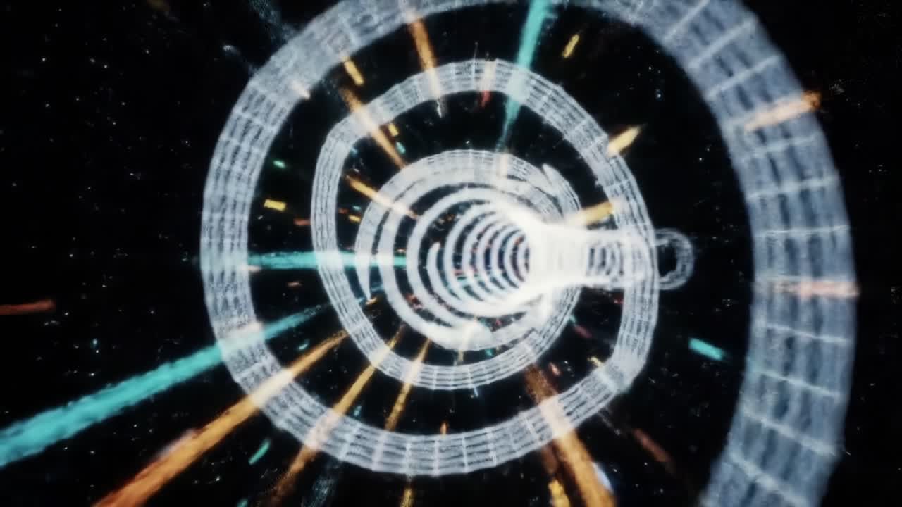 A Futuristic Journey Through a Spiraling Tunnel of Light: Experience the Visual Splendor of Motion in a Dynamic, Hypnotic Space Environment