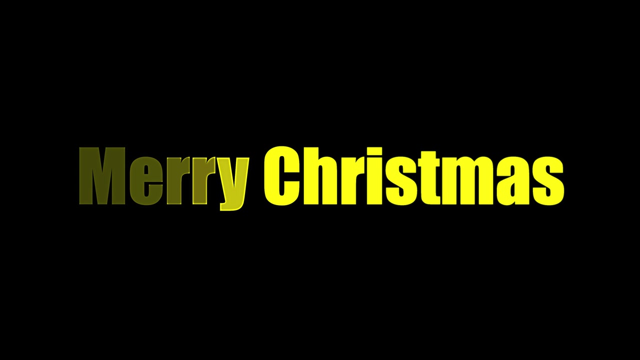 Merry Christmas Text Beautiful Sparkling Fireworks Letters Merry Christmas Beautiful shiny Christmas tree rotating on a gradient black background with snowflakes. Christmas theme
