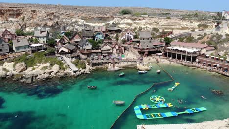 aerial view of popeye village in malta