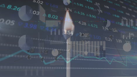animación del procesamiento de datos financieros sobre el partido encendido