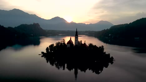 A-beautiful-reflection-of-Lake-Bled-at-sunrise
