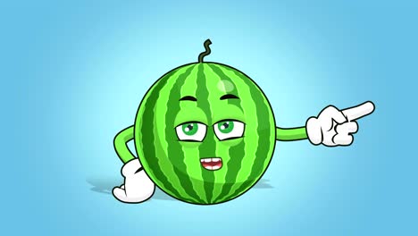 cartoon watermelon face animation right side pointer unhappy speak with luma matte