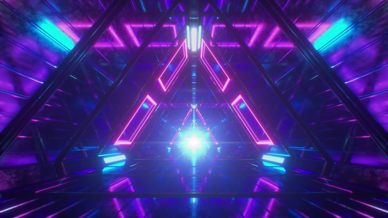 vuelo sin fin abstracto en un corredor metálico futurista