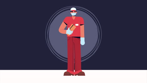 delivery service safe worker standing character