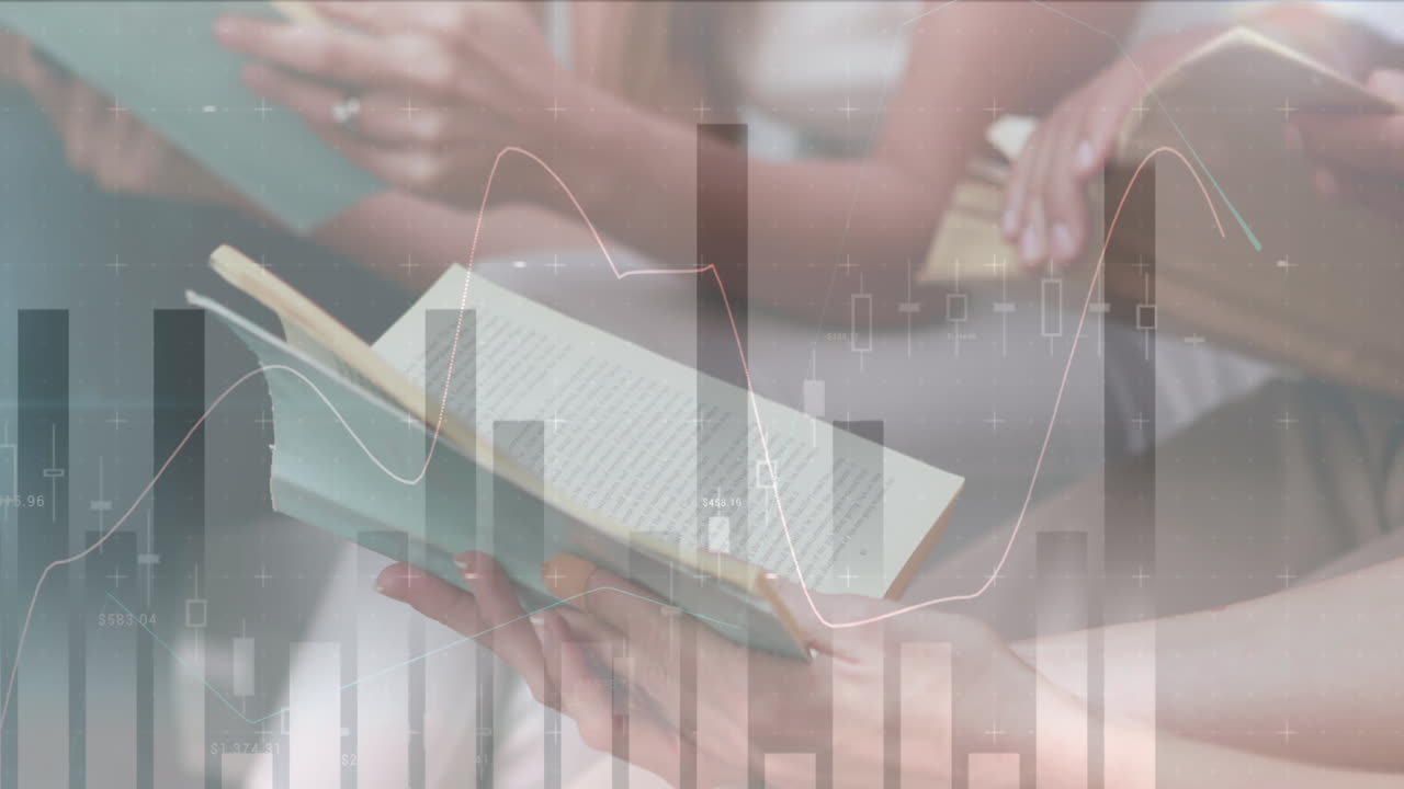 책을 읽는 사람들에 대한 통계 및 데이터 처리의 애니메이션