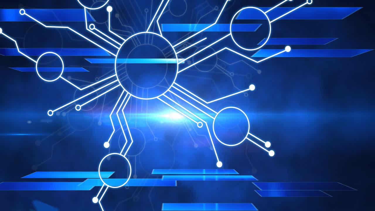 파란색 배경에 연결 네트워크의 애니메이션