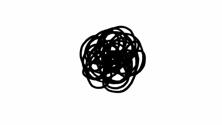 Forma Rabiscada Preta Dinâmica Animando em Fundo Branco