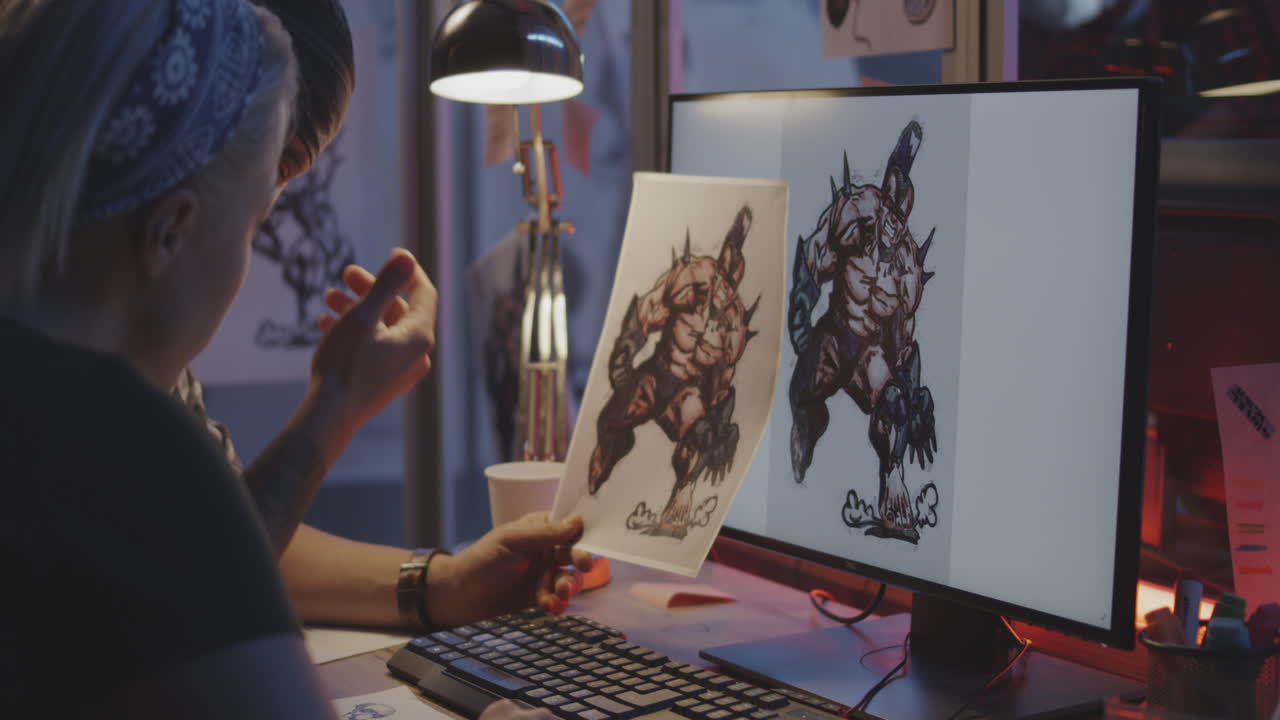 Tattoo Artist Reviewing Design