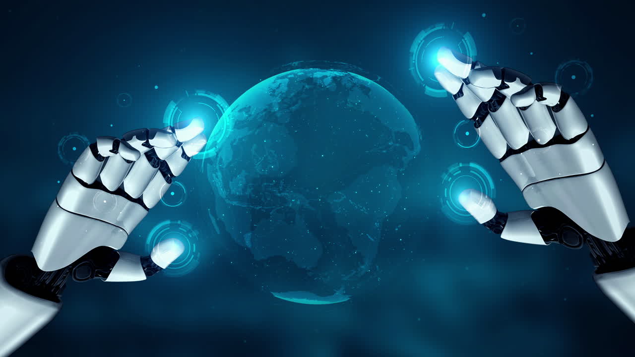 el robot futurista la inteligencia artificial iluminando el concepto de la tecnología ai