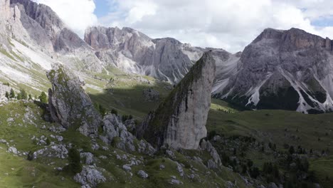 aerial view of pieralongia rock peaks in italian dolomites