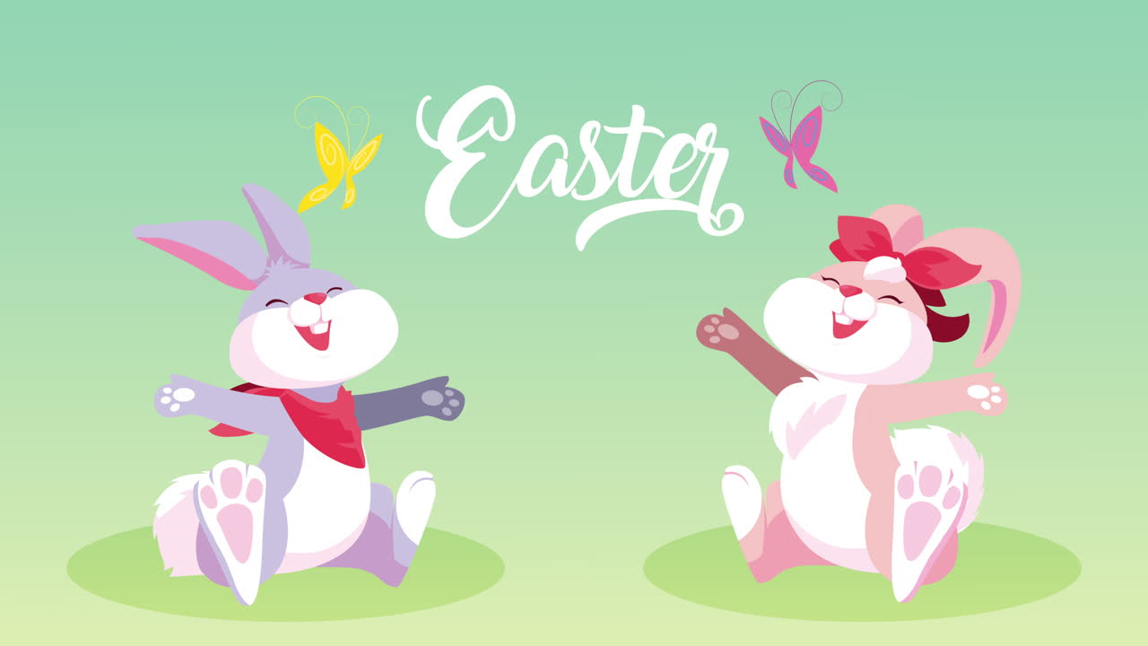 felicità di pasqua con i conigli coppia