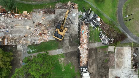 aerial view of house demolition site