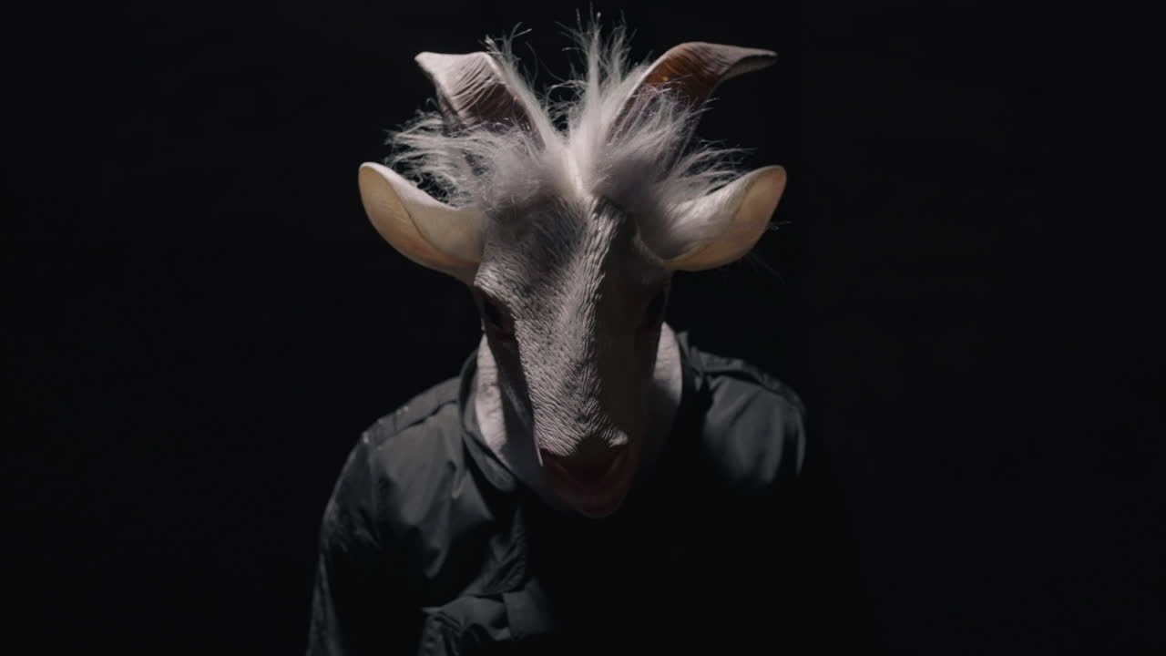 Person Wearing a Goat Mask