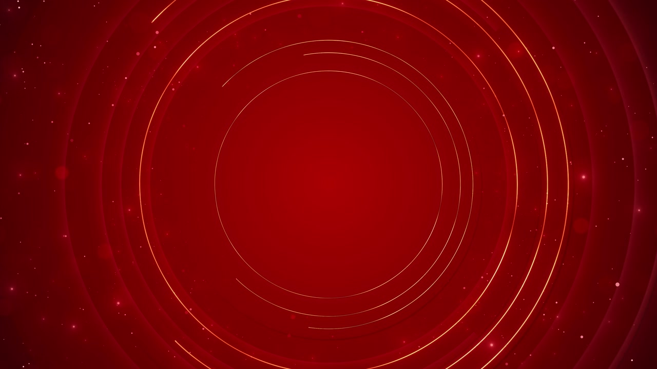紅色環形動態，配以閃爍光環、粒子、層疊弧線及現代立體感，適用於新聞、體育節目開場及活動。