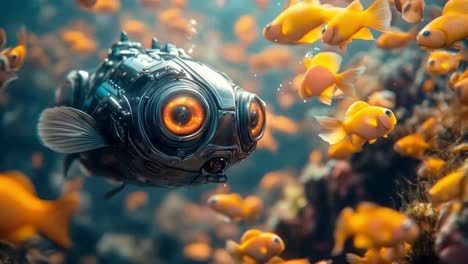 pez robot en el acuario