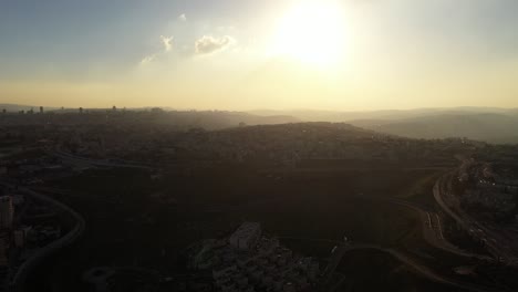 jerusalem city at sunset aerial view