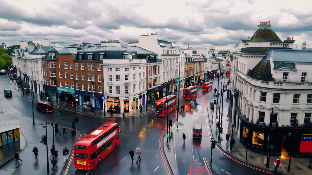 Rainy Day in London's Shopping District