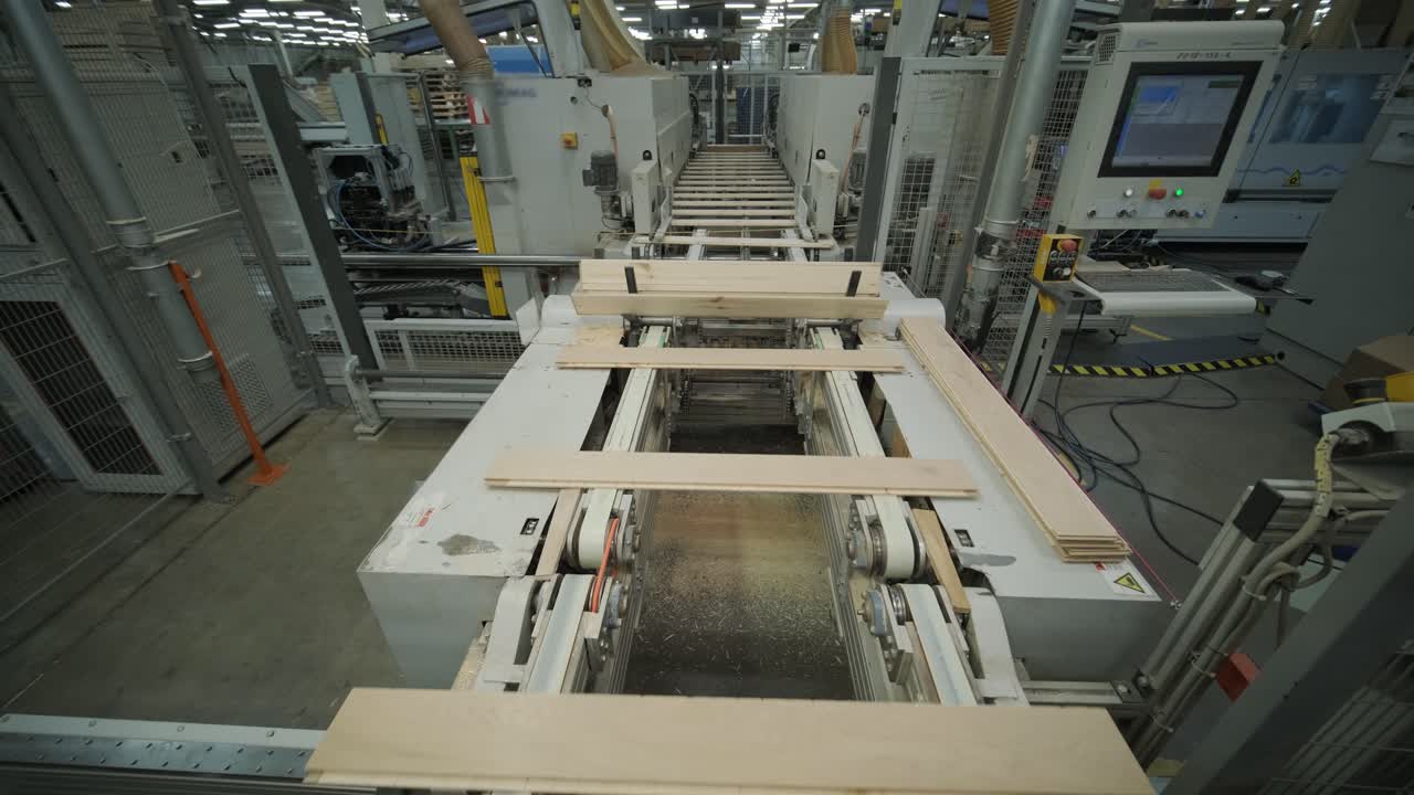 Automated Production Line for Wood Planks in a Modern Factory
