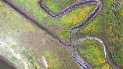 Aerial-Straight-Down-Marsh-Wetlands-Area-Near-Carpinteria-Santa-Barbara-California