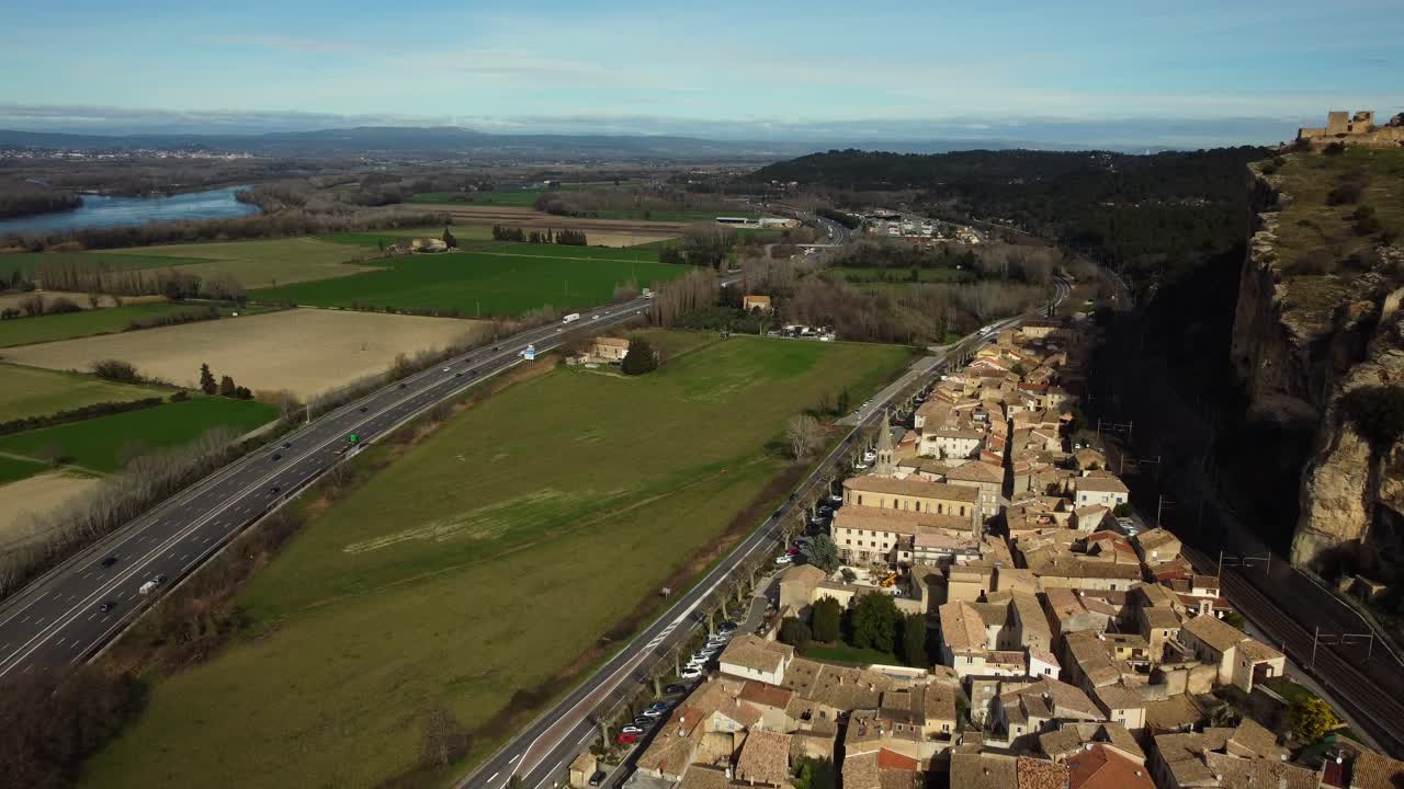 Aerial View of Town and Highway