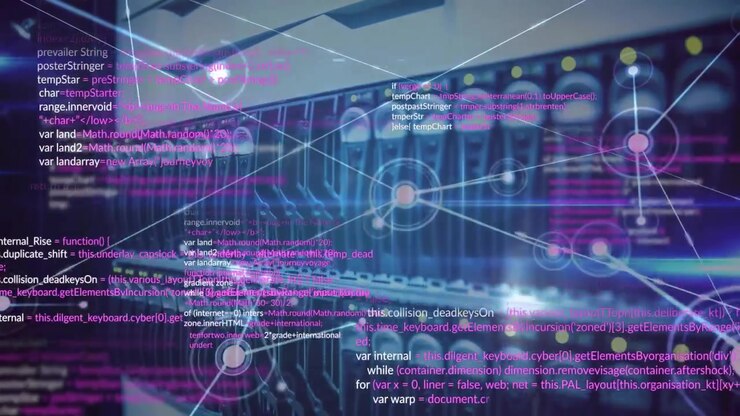 Animation of network of connections with digital data processing over computer servers