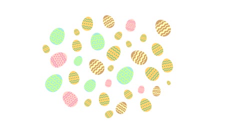 patrón de huevos de pascua aparecen desde el centro animación 4k en fondo blanco