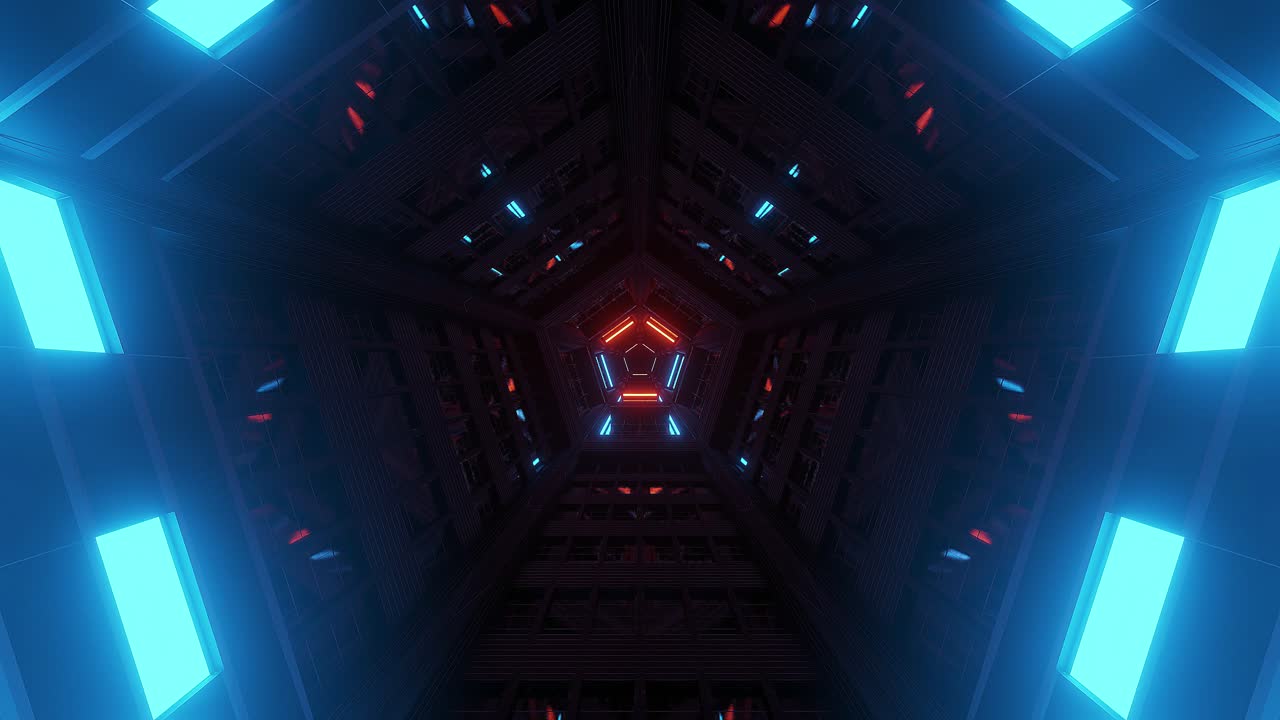 Futuristic Alien Spaceship Reflective Metal Corridor Tunnel Gate Empty Glowing Background Modern 3D Rendering