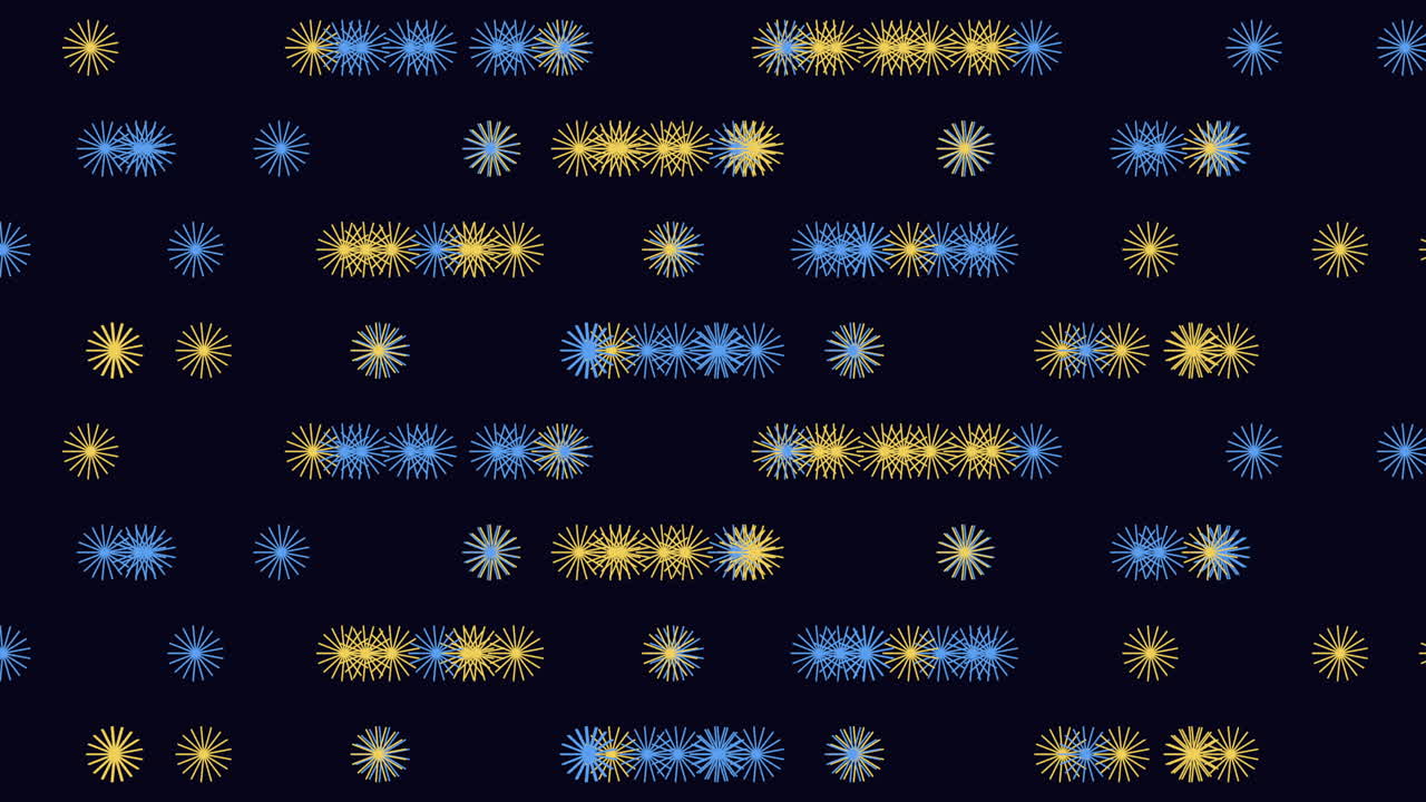 Symmetrical purple and green circle pattern on black background