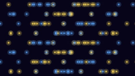 symmetrical purple and green circle pattern on black background